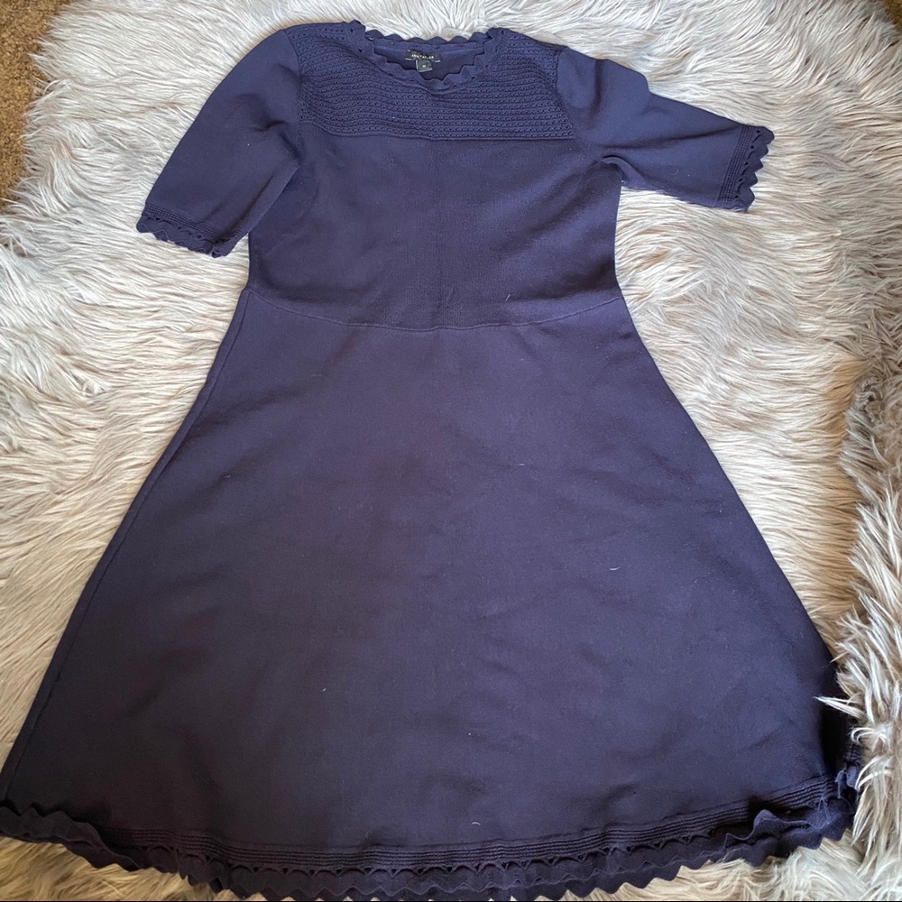 Ann Taylor Scalloped Navy Blue Dress